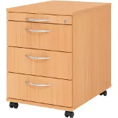 Hjh OFFICE PRO SIGNA AC30 BM - Rolcontainer Beuken Hout met 3 lades Metalen handgreep
