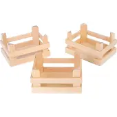 Small Foot - Houten Kratjes Klein 10x8x5,5cm, Set van 3