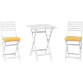Beliani FIJI - Bistroset voor 2 - Wit /Geel - Acaciahout