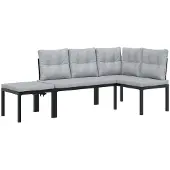 vidaXL Tuinbankset, 3-delig, zwart, gepoedercoat staal