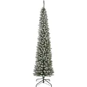 Everlands Kunstkerstboom Pencil Pine Snowy 300 cm Hoog Groen Wit Besneeuwd