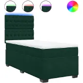 vidaXL Boxspring met matras fluweel donkergroen 100x200 cm