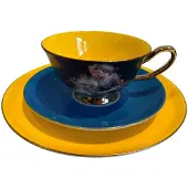 Rocaflor Kadoset-theeservies-bone china-Royal Ladies -geel-zeeblauw-goud