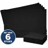 JJA Placemat Katoen - Zwart - 45x30cm - Set van 6 Stuks
