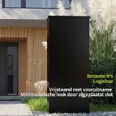 Logixbox - Pakketbrievenbus Vrijstaand - Trendybox - Hoge kwaliteit - 1.0 mm Staal - Vooruitname - Zwart -- GEEN Bouwpakket --