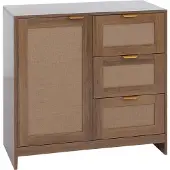 MCW Commode -P50, kast, dressoir, highboard, lades, opbergruimte, MDF melamine linnenfront ~ bruin