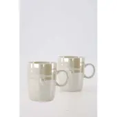 Zusss Cadeauset 2 Theemokken Hartje Parelmoer Zand - Verjaardag - Cadeau Keramiek Zand