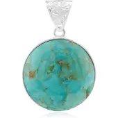 Cavill - Hanger 925 Sterling Zilver - Blauwe Kingman Mohave Turkoois 13 771 ct - Ronde Cabochon 23 mm - Bohemien Zuidwest Elegantie