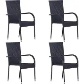 Syfax Tuinstoelen stapelbaar 4 st poly rattan zwart
