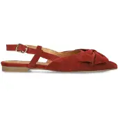 Manfield Bordeaux rode suède slingbacks met strik | Maat 39