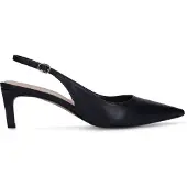 Manfield Zwarte leren slingbacks | Maat 37