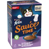 Felix Kattensnack Sauce Time Kip & Zalm 6x40 Gr