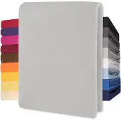 Lucina Topper Hoeslaken Jersey Katoen Stretch - zilver grijs 90x200cm - 100x200cm