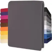 Lucina Topper Hoeslaken Jersey Katoen Stretch - antraciet 200x200cm - 200x220cm