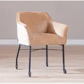 Bronx Eetkamerstoel met wieltjes Enzo chenille peach