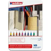 Edding 55 fineliner metalen doos van 10 assorti