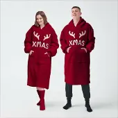 Textino X-MAS - hoodie 70x110 cm - volwassenen - hoodie deken - kerst - Biking Red - rood