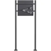 ML-Design Staande brievenbus met krantenvak 37x36,5x11 cm antraciet/zwart marmerlook gemaakt van staal ML design, modern driehoekig ontwerp, stahoogte 120cm antraciet dubbele voet
