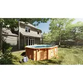 Gre Accessories Canelle 2 Oval Wooden Pool Liner Blauw 487 x 286 x 114 cm