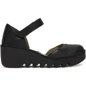 Fly london Dames Zwarte BISO305FLY Wedges Sandalen Espadrille Band Hakken