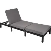 TecTake Ligstoel – Verstelbare Rugleuning in 5 Standen – Stalen Frame en Wicker Ligbed – Inclusief Verwijderbare Polyester Bekleding – 196 x 66 x 22 cm - Zwart