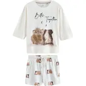 Next Korte pyjama bruin / donkerbruin / wit