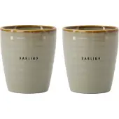 Zusss Set Van 2 Koffiemokken Darling - Cadeau Dames Keramiek Grijsblauw