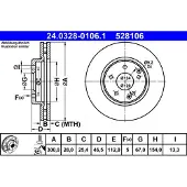 Ate Remschijf Power Disc 24.0328-0106.1, 1 Stuk