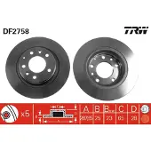 TRW Remschijf DF2758 voorkant, geventileerd, sterk gecarboniseerd, 1 Stuk