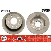 TRW Remschijf DF4752 achter, volledig, sterk gecarboniseerd, 1 Stuk