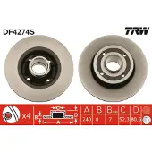 TRW Remschijf DF4274S achter, volledig, 1 Stuk