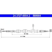 Ate Handremkabel 24.3727-0004.2 ATE voor o.a. ALFA ROMEO