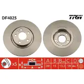TRW Remschijf DF4025 voorkant, compleet, 1 Stuk