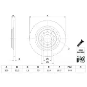 Bosch Remschijf 0 986 479 G74 achter, volledig, sterk gecarboniseerd, 1 Stuk