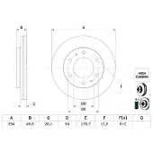 Bosch Remschijf 0 986 479 E93 voorkant, geventileerd, sterk gecarboniseerd, 1 Stuk