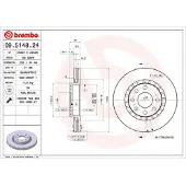 Brembo Remschijf 09.5148.24, voorkant, geventileerd , 1 Stuk
