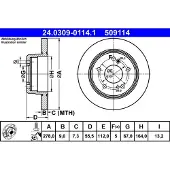 Ate Remschijf Power Disc 24.0309-0114.1, 1 Stuk