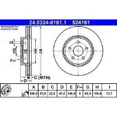 Ate Remschijf Power Disc 24.0324-0161.1, 1 Stuk