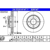 Ate Remschijf Power Disc 24.0320-0147.1, 1 Stuk