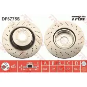 TRW Remschijf DF6775S voorkant, geventileerd, sterk gecarboniseerd, 1 Stuk