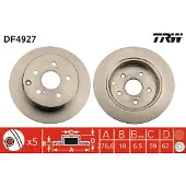 TRW Remschijf DF4927 achter, volledig, 1 Stuk