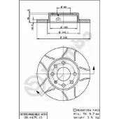 Brembo Remschijf Max 08.4475.75, voorkant, sleuf, compleet, 1 Stuk
