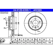 Ate Remschijf 24.0122-0309.1 achter, geventileerd, sterk gecarboniseerd, 1 Stuk