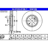 Ate Remschijf Power Disc 24.0326-0106.1, 1 Stuk