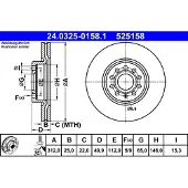 Ate Remschijf Power Disc 24.0325-0158.1, 1 Stuk