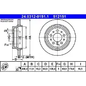 Ate Remschijf Power Disc 24.0312-0151.1, 1 Stuk