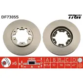 TRW Remschijf DF7305S voorkant, geventileerd, 1 Stuk
