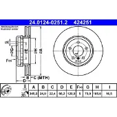 Ate Remschijf 24.0124-0251.2 achter, geventileerd, sterk gecarboniseerd, 1 Stuk