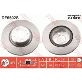 TRW Remschijf DF6602S achter, geventileerd, sterk gecarboniseerd, 1 Stuk