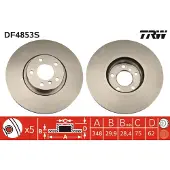 TRW Remschijf DF4853S voorkant, geventileerd, sterk gecarboniseerd, 1 Stuk